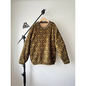 Kapital Fleece Pattern Crewneck Pullover Brown Size 3 (L/XL)